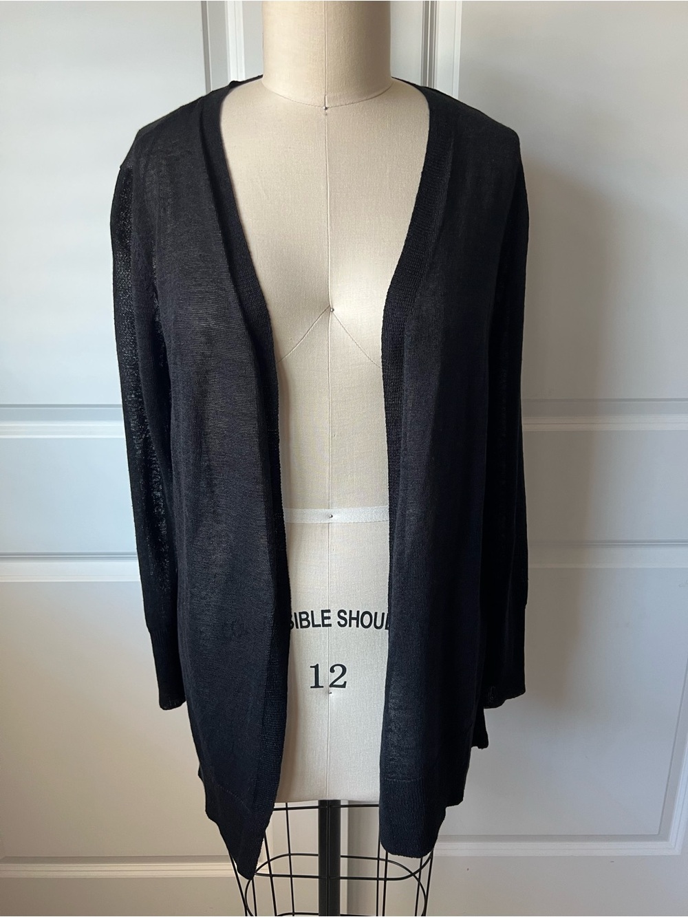 Halogen Black Open-Front Lightweight Cardigan